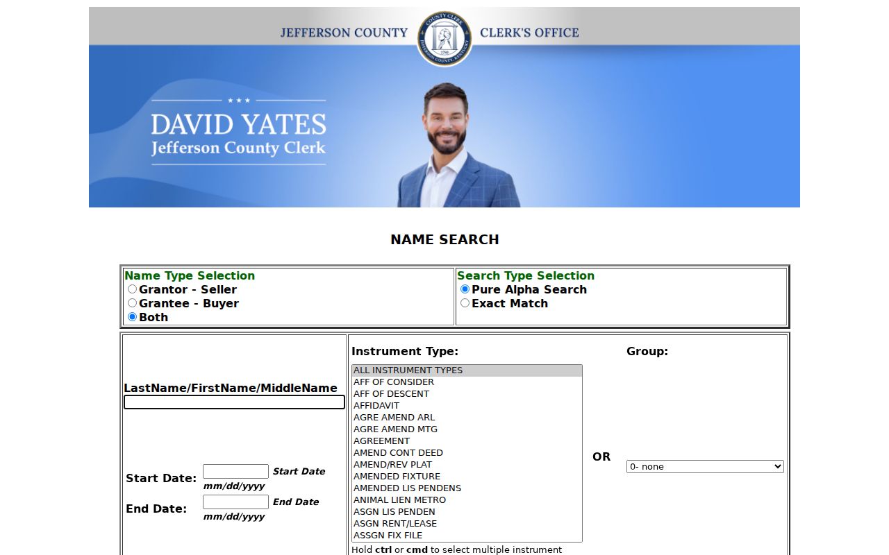 Jefferson County residents directory deed name search