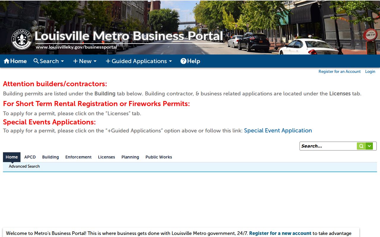 Louisville Metro Accela search used in Jefferson County address history research